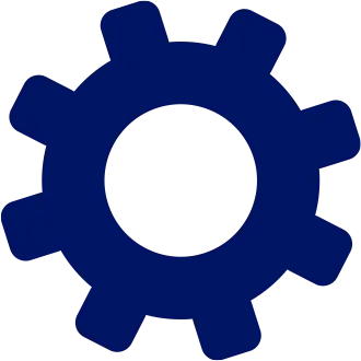 Blue colour gear icon in white backgound